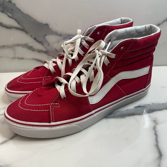 VANS Men's Classic Red Skateboard High Top Canvas Sneakers M Sz 11 Old Skool - Picture 5 of 9